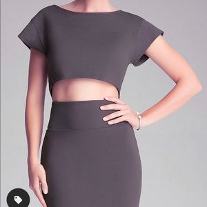 Crop top and pencil skirt.